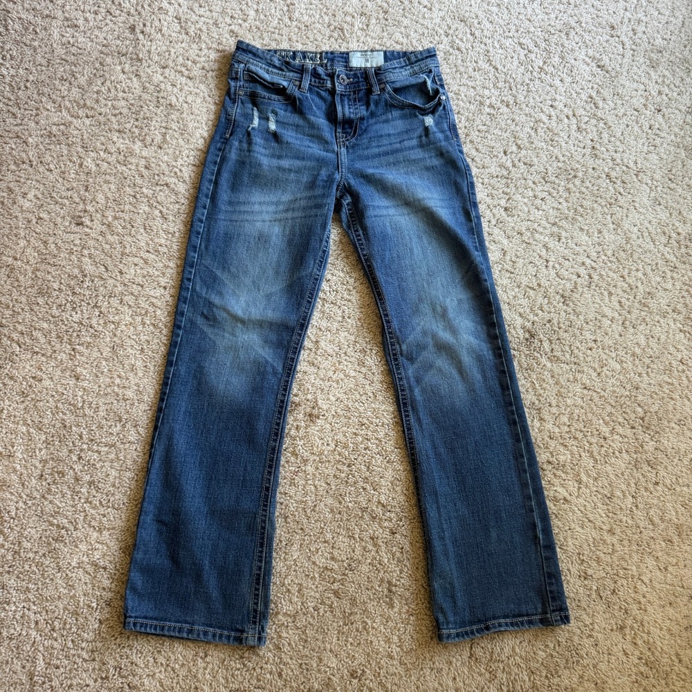 TK Axel Boys Bootcut Jeans Medium Wash Distressed Size 18 Denim Pants Classic